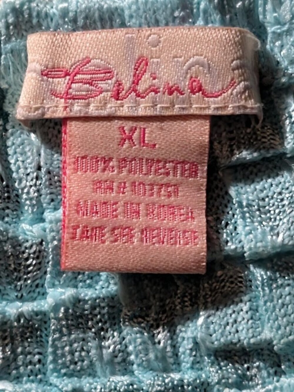 BELINA Sleeveless Tank / Shell - Aqua - XL - NWOT - Picture 2 of 8